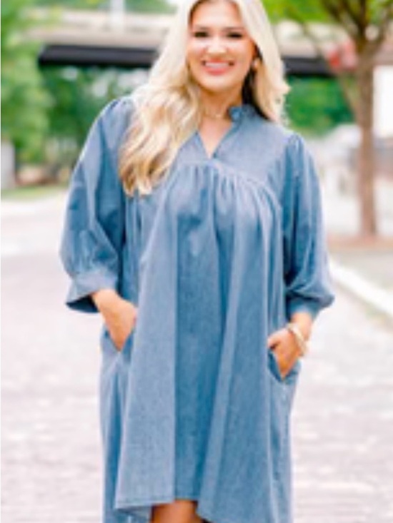Chic Soul Dresses & Skirts - Chic Soul Can’t Be Held Down Dress- blue denim- 1X- worn twice.